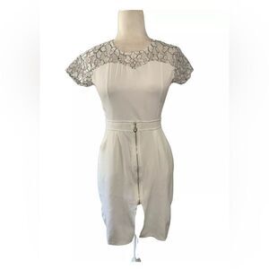 Valentino Roma Womens White Black Lace Short Sleeve Mini Dress Small Medium